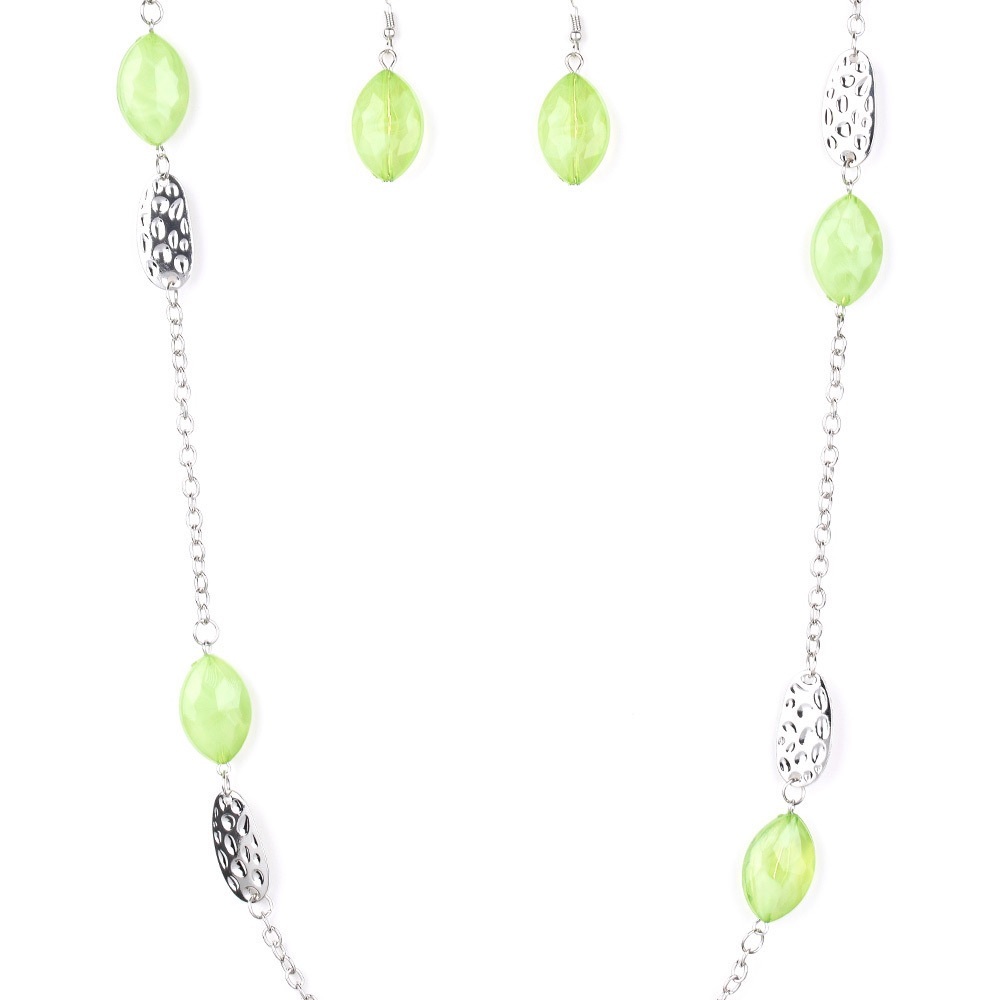 Paparazzi Neon green and silver necklace
